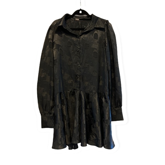 Mid  black dress long sleeve elegant - Picture 2 of 6